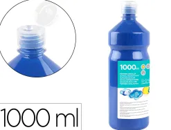 Gouache scolaire liderpapel liquide lavable fermeture sécurité brillante coloris bleu marine flacon 1000ml