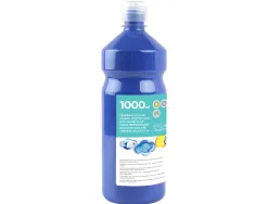 Gouache scolaire liderpapel liquide lavable fermeture sécurité brillante coloris bleu marine flacon 1000ml