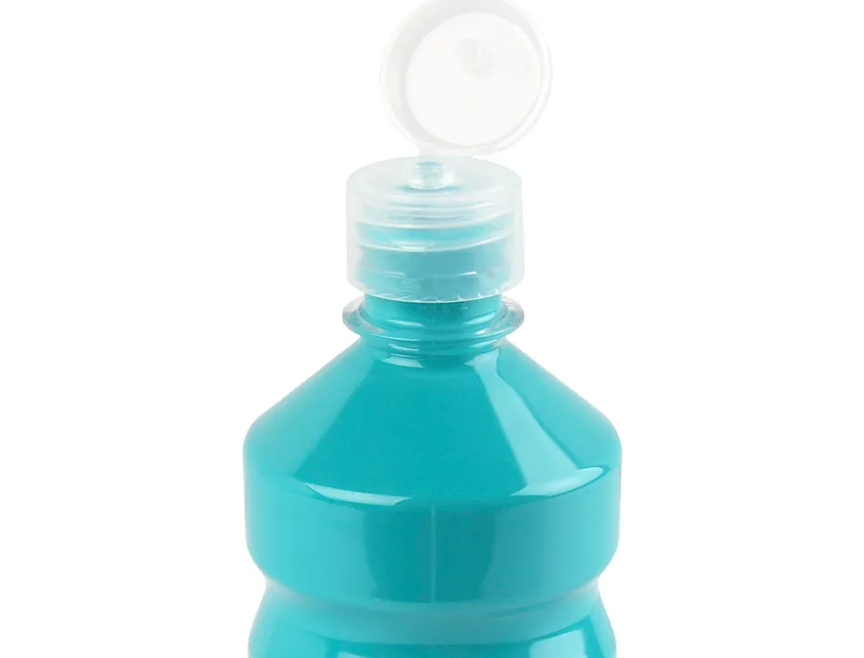 Gouache scolaire liderpapel liquide lavable fermeture sécurité brillante coloris turquoise flacon 500ml