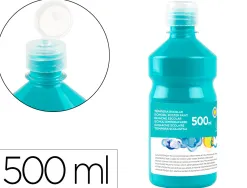 Gouache scolaire liderpapel liquide lavable fermeture sécurité brillante coloris turquoise flacon 500ml