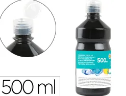 Gouache scolaire liderpapel liquide lavable fermeture sécurité brillante coloris noir flacon 500ml