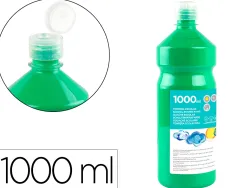 Gouache scolaire liderpapel liquide lavable fermeture sécurité brillante coloris vert flacon 1000ml