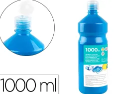 Gouache scolaire liderpapel liquide lavable fermeture sécurité brillante coloris bleu flacon 1000ml