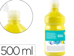 Gouache scolaire liderpapel liquide lavable fermeture sécurité brillante coloris jaune citron flacon 500ml