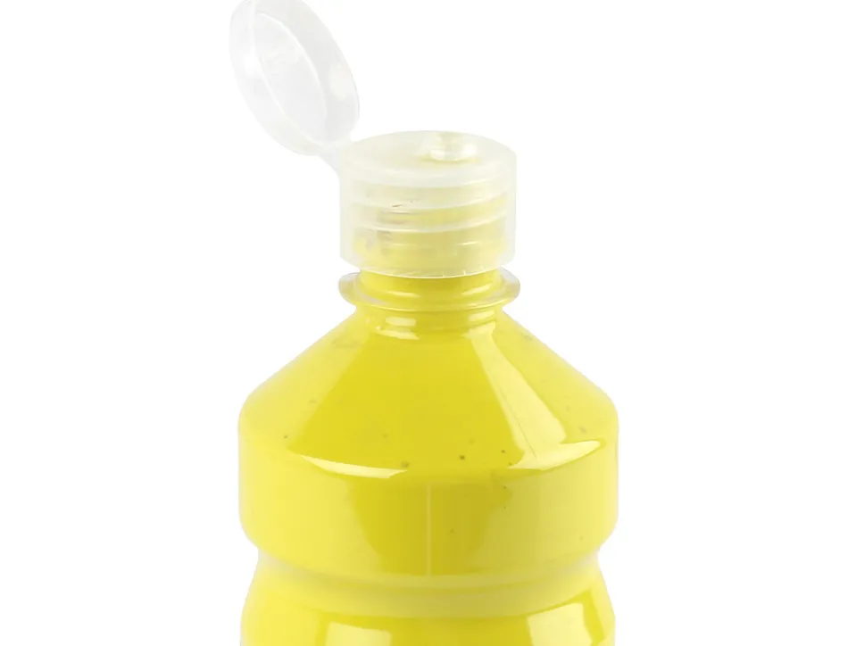 Gouache scolaire liderpapel liquide lavable fermeture sécurité brillante coloris jaune citron flacon 500ml