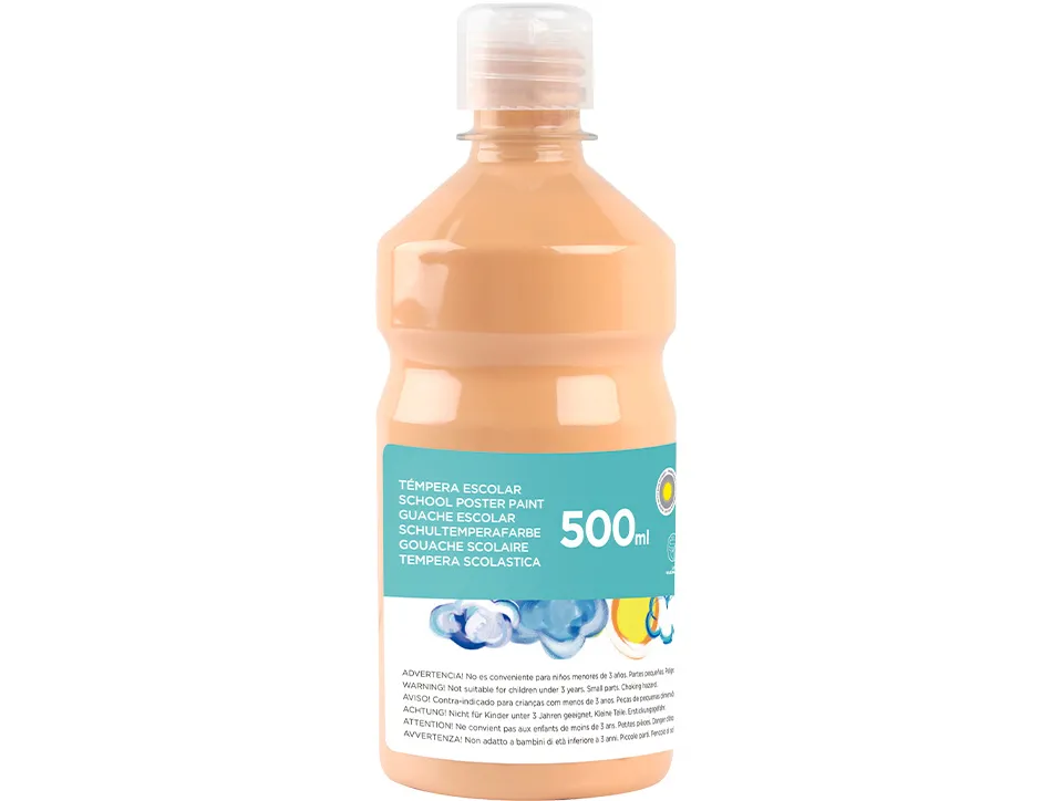 Gouache scolaire liderpapel liquide lavable fermeture sécurité brillante coloris chair flacon 500ml