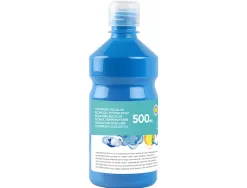 Gouache scolaire liderpapel liquide lavable fermeture sécurité brillante coloris bleu flacon 500ml