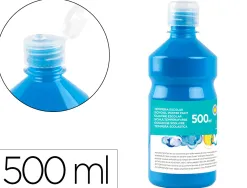 Gouache scolaire liderpapel liquide lavable fermeture sécurité brillante coloris bleu flacon 500ml