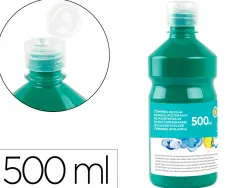 Gouache scolaire liderpapel liquide lavable fermeture sécurité brillante coloris vert foncé flacon 500ml