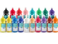 Gouache scolaire liderpapel liquide lavable fermeture sécurité brillante coloris blanc flacon 1000ml