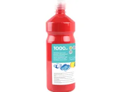 Gouache scolaire liderpapel liquide lavable fermeture sécurité brillante coloris rouge flacon 1000ml