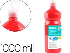 Gouache scolaire liderpapel liquide lavable fermeture sécurité brillante coloris rouge flacon 1000ml