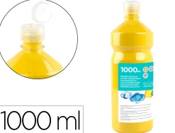 Gouache scolaire liderpapel liquide lavable fermeture sécurité brillante coloris jaune flacon 1000ml