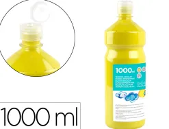 Gouache scolaire liderpapel liquide lavable fermeture sécurité brillante coloris jaune citron flacon 1000ml