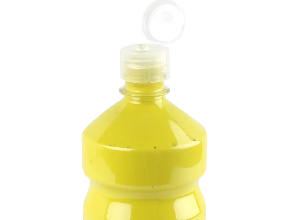 Gouache scolaire liderpapel liquide lavable fermeture sécurité brillante coloris jaune citron flacon 1000ml