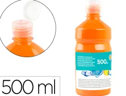 Gouache scolaire liderpapel liquide lavable fermeture sécurité brillante coloris orange 500ml