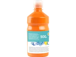 Gouache scolaire liderpapel liquide lavable fermeture sécurité brillante coloris orange 500ml