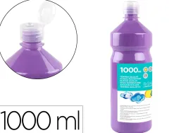 Gouache scolaire liderpapel liquide lavable fermeture sécurité brillante coloris lilas flacon 1000ml