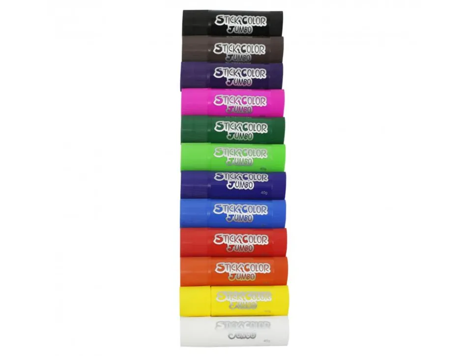 Gouache solide o color stick xxl sechage ultra rapide tous supports 40g coloris assortis etui de 12 unites
