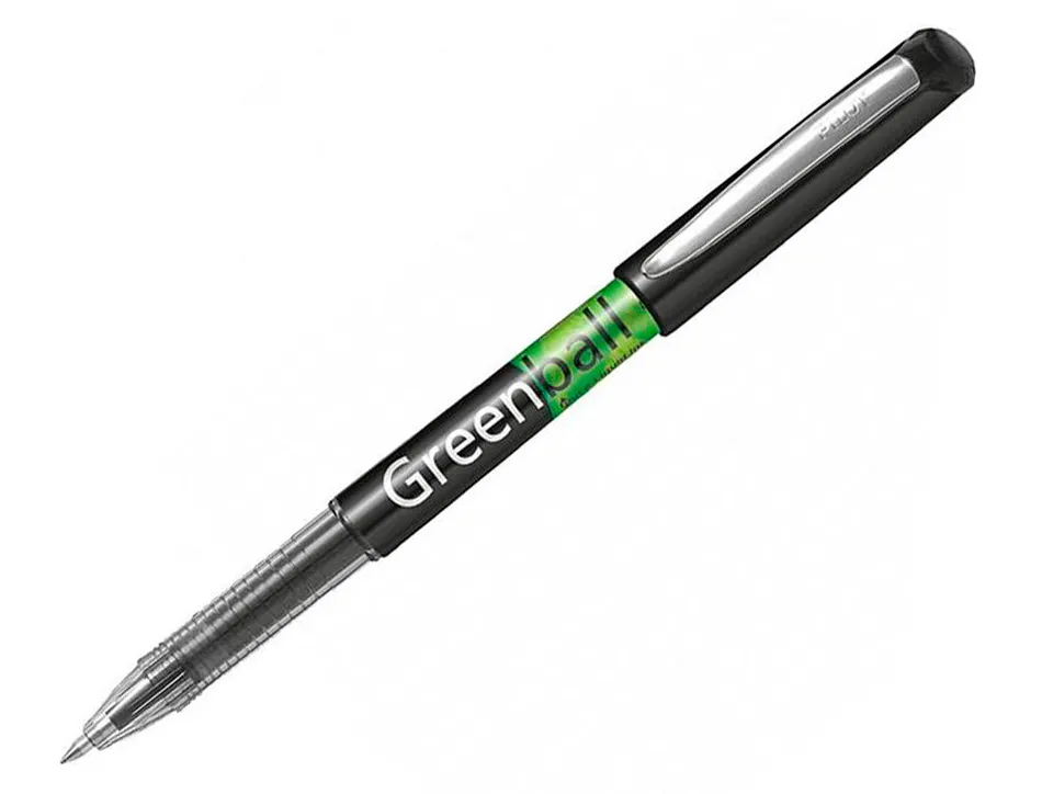 Greenball roller encre liquide 10 stylos + 10 recharges pointe moyenne noir