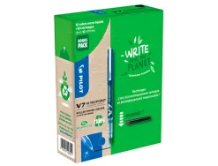 Greenball roller encre liquide 10 stylos + 10 recharges pointe moyenne bleu