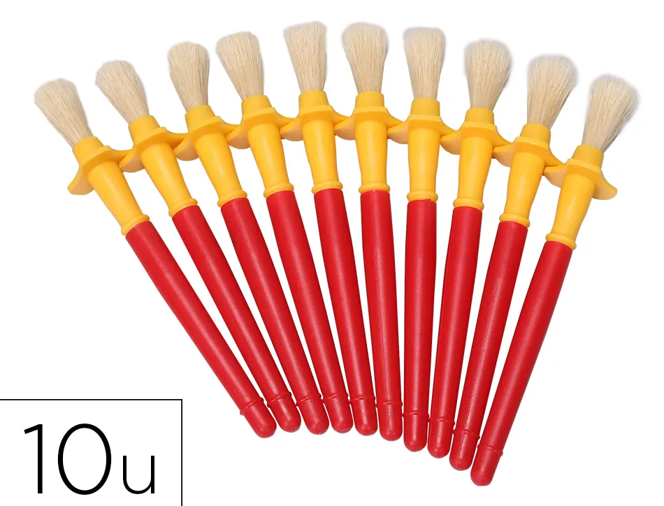 Grosse brosse o'color ronde soie porc manche plastique avec collerette anti-roll lot 10 unites