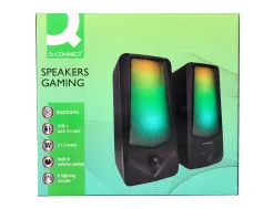 Haut-parleurs q-connect gaming bluetooth lumiere rvb puissance maximale 2x3w controle du volume coloris