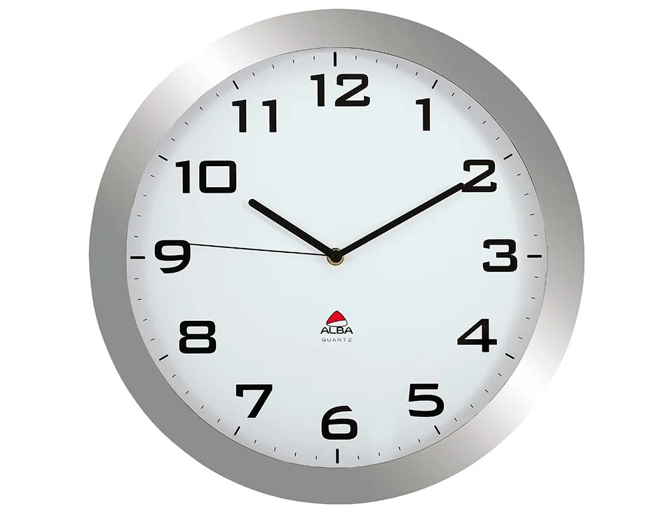 Horloge alba grand format classique quartz 3 aiguilles ronde cadran abs 38cm diamètre pile 1.5v non fournie