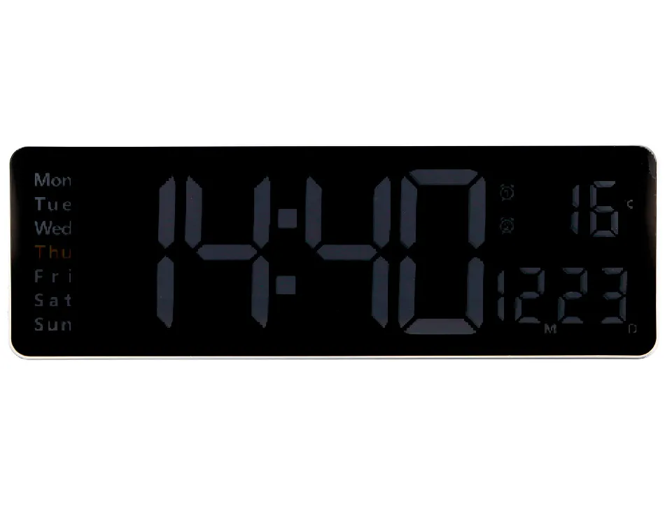 Horloge murale et de bureau q-connect num rique avec temperature et telecommande dimensions 387x33x130mm