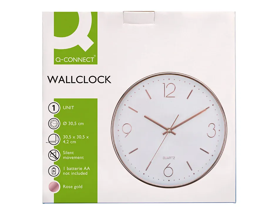 Horloge murale q-connect metallique mouvement silencieux diametre 35,5 cm coloris chrome