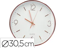 Horloge murale q-connect metallique mouvement silencieux diametre 35,5 cm coloris chrome