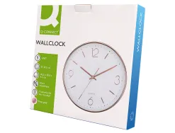 Horloge murale q-connect metallique mouvement silencieux diametre 35,5 cm coloris chrome