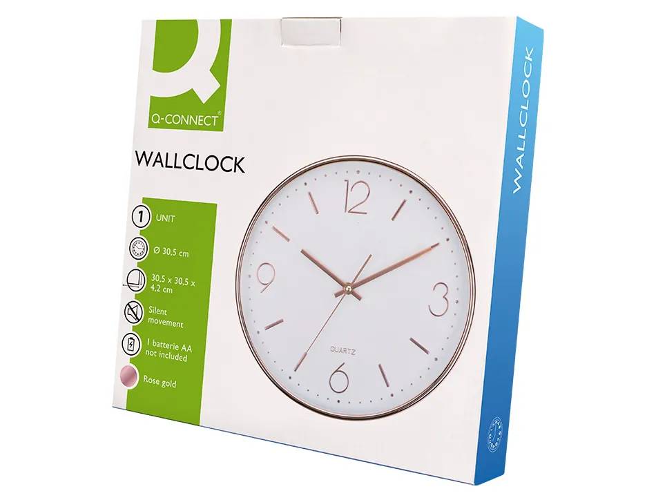 Horloge murale q-connect metallique mouvement silencieux diametre 35,5 cm coloris chrome
