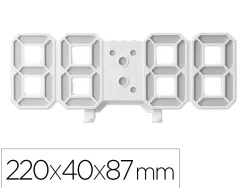 Horloge murale q-connect numerique avec temperature 3 alarmes et controle sonore dimensions 220x40x87mm