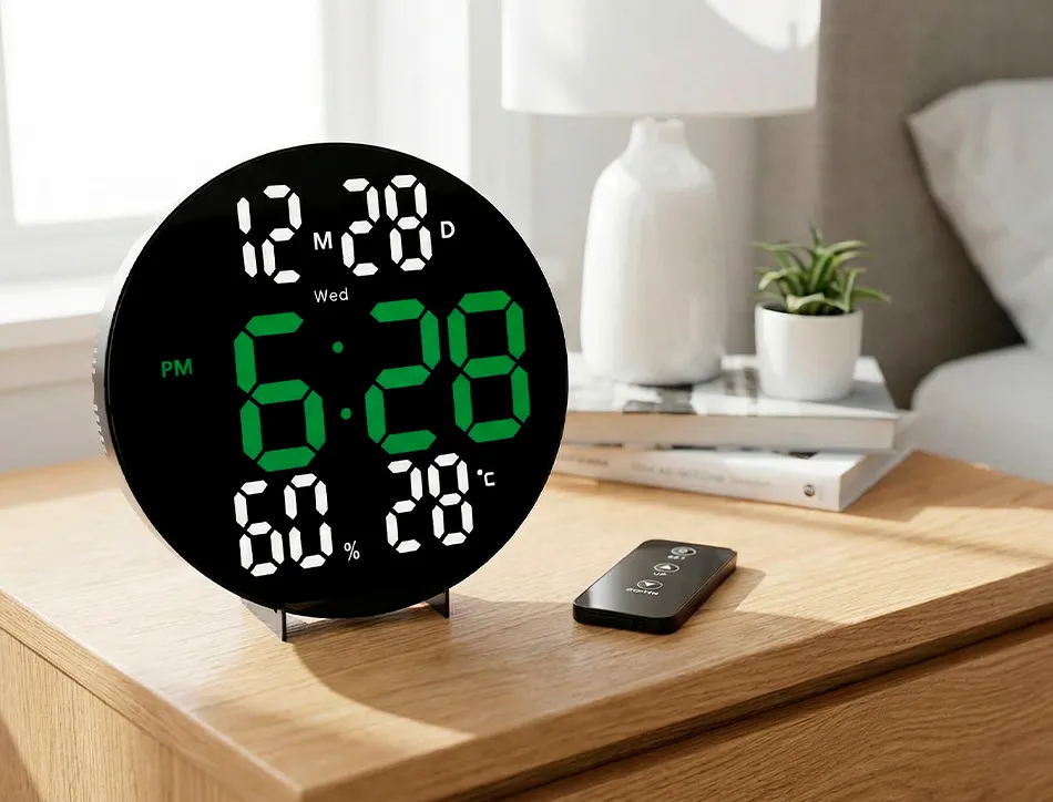 Horloge murale q-connect num rique avec alarme ronde diametre 27cm