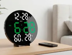 Horloge murale q-connect num rique avec alarme ronde diametre 27cm