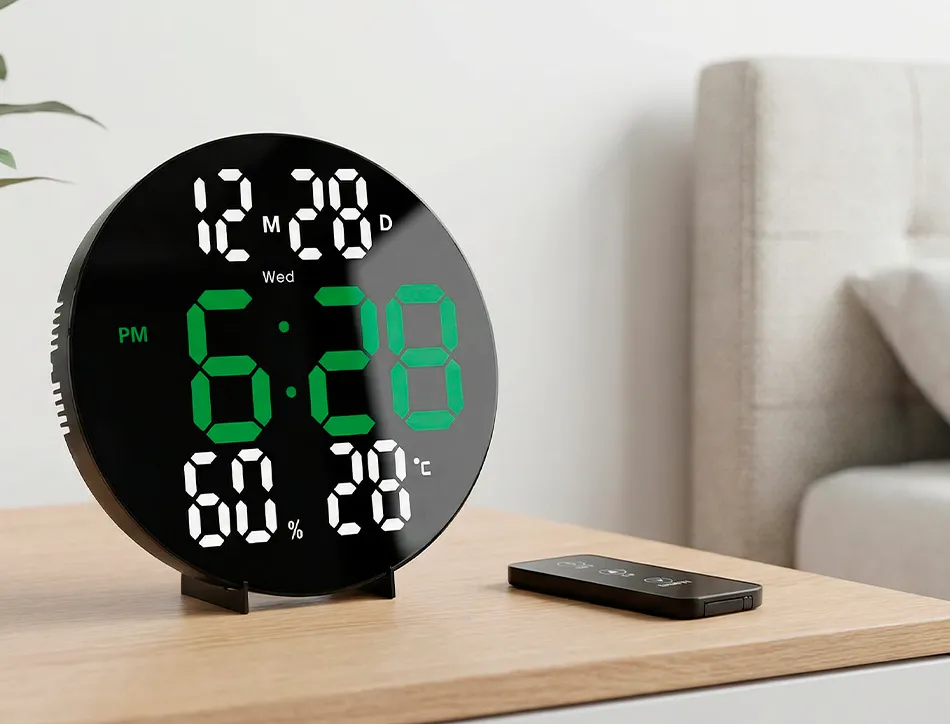 Horloge murale q-connect num rique avec alarme ronde diametre 27cm