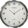 Horloge q-connect murale design actuel grande lisibilité 1 pile aa non fournie diamètre 60cm gris chromé