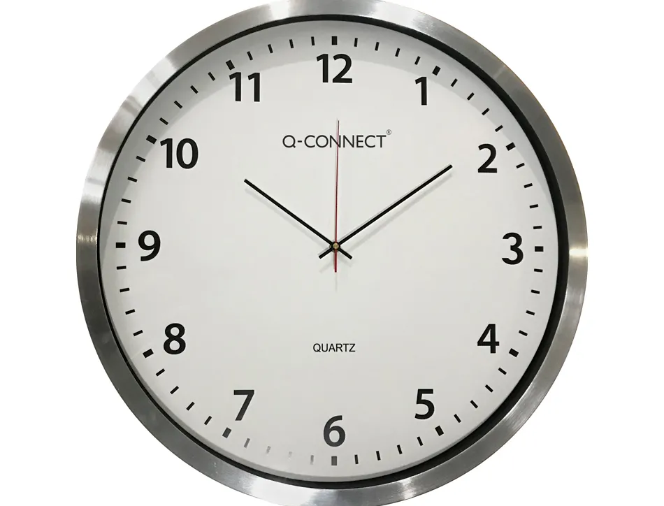 Horloge q-connect murale design actuel grande lisibilité 1 pile aa non fournie diamètre 60cm gris chromé
