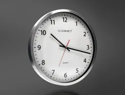 Horloge q-connect murale design actuel grande lisibilité 1 pile aa non fournie diamètre 60cm gris chromé