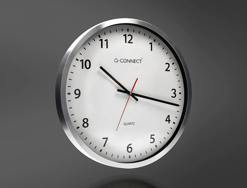 Horloge q-connect murale design actuel grande lisibilité 1 pile aa non fournie diamètre 60cm gris chromé