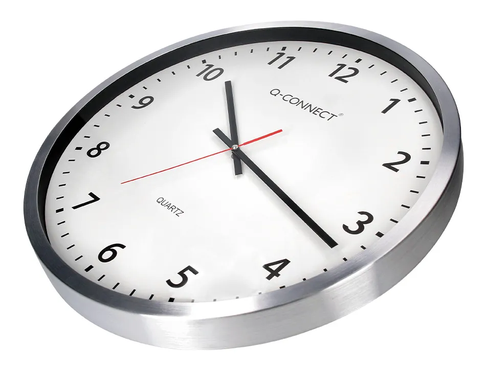 Horloge q-connect murale design actuel grande lisibilité 1 pile aa non fournie diamètre 60cm gris chromé