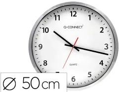 Horloge q-connect murale design actuel grande lisibilité 1 pile aa non fournie diamètre 60cm gris chromé