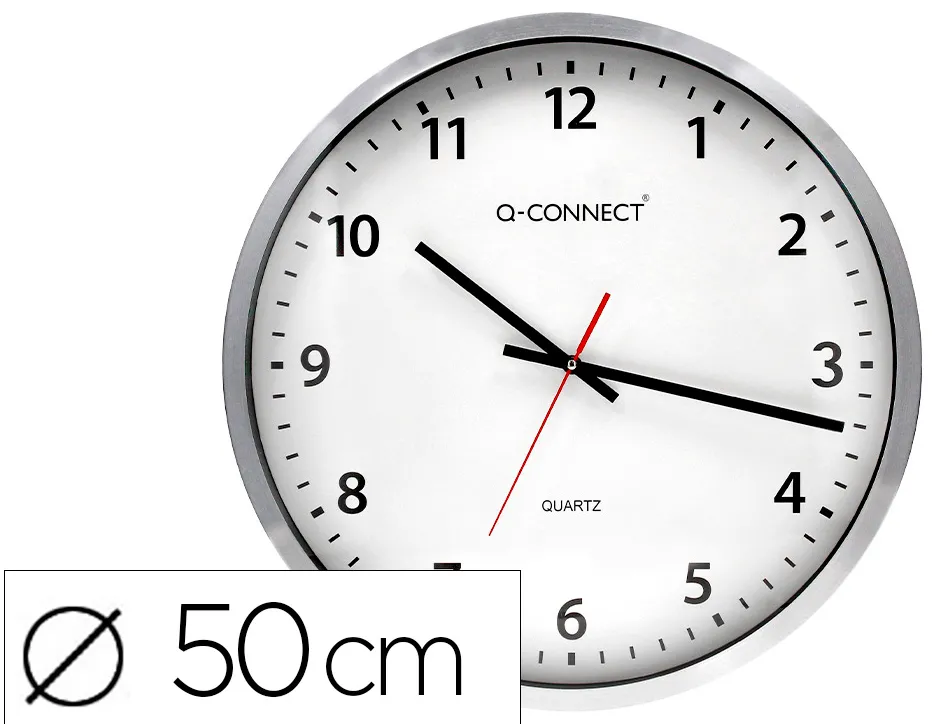 Horloge q-connect murale design actuel grande lisibilité 1 pile aa non fournie diamètre 60cm gris chromé