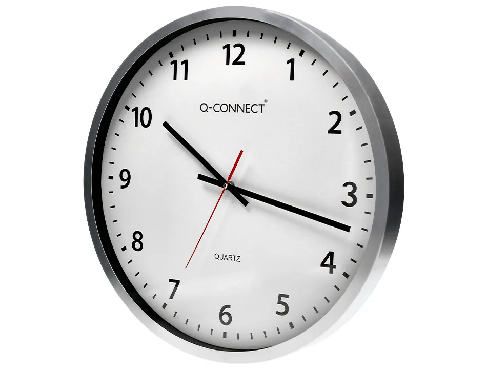 Horloge q-connect murale design actuel grande lisibilité 1 pile aa non fournie diamètre 60cm gris chromé