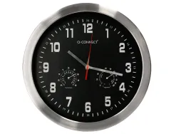 Horloge q-connect murale metallique mouvement silencieux diametre 35 cm coloris noir