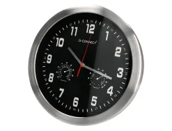 Horloge q-connect murale metallique mouvement silencieux diametre 35 cm coloris noir