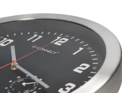 Horloge q-connect murale metallique mouvement silencieux diametre 35 cm coloris noir