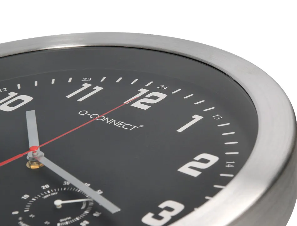 Horloge q-connect murale metallique mouvement silencieux diametre 35 cm coloris noir