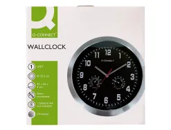Horloge q-connect murale metallique mouvement silencieux diametre 35 cm coloris noir